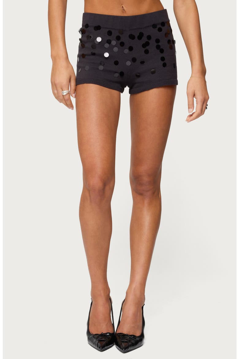 Cierra Sequin Micro Shorts, Main, color, DARK-GRAY