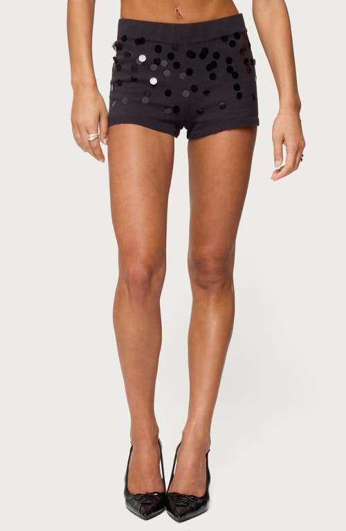Edikted Cierra Sequin Micro Shorts In Black
