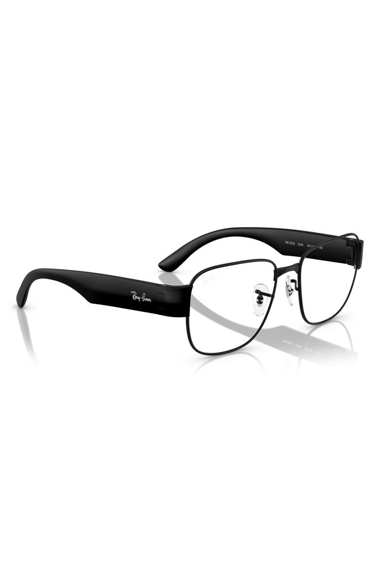 Ray-Ban 55mm Square Optical Glasses, Alternate, color, Black