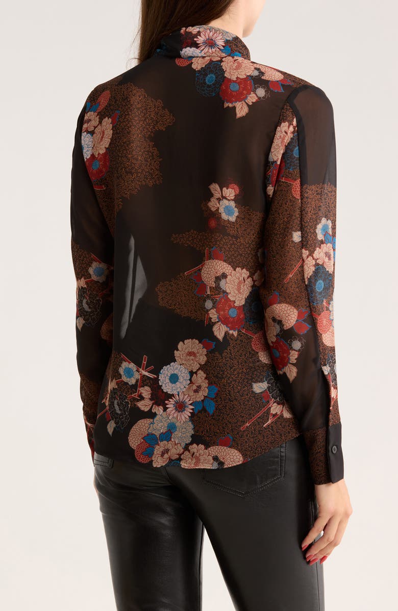JASON WU Bow Neck Top, Alternate, color, Black Ground Red/ Blue Floral