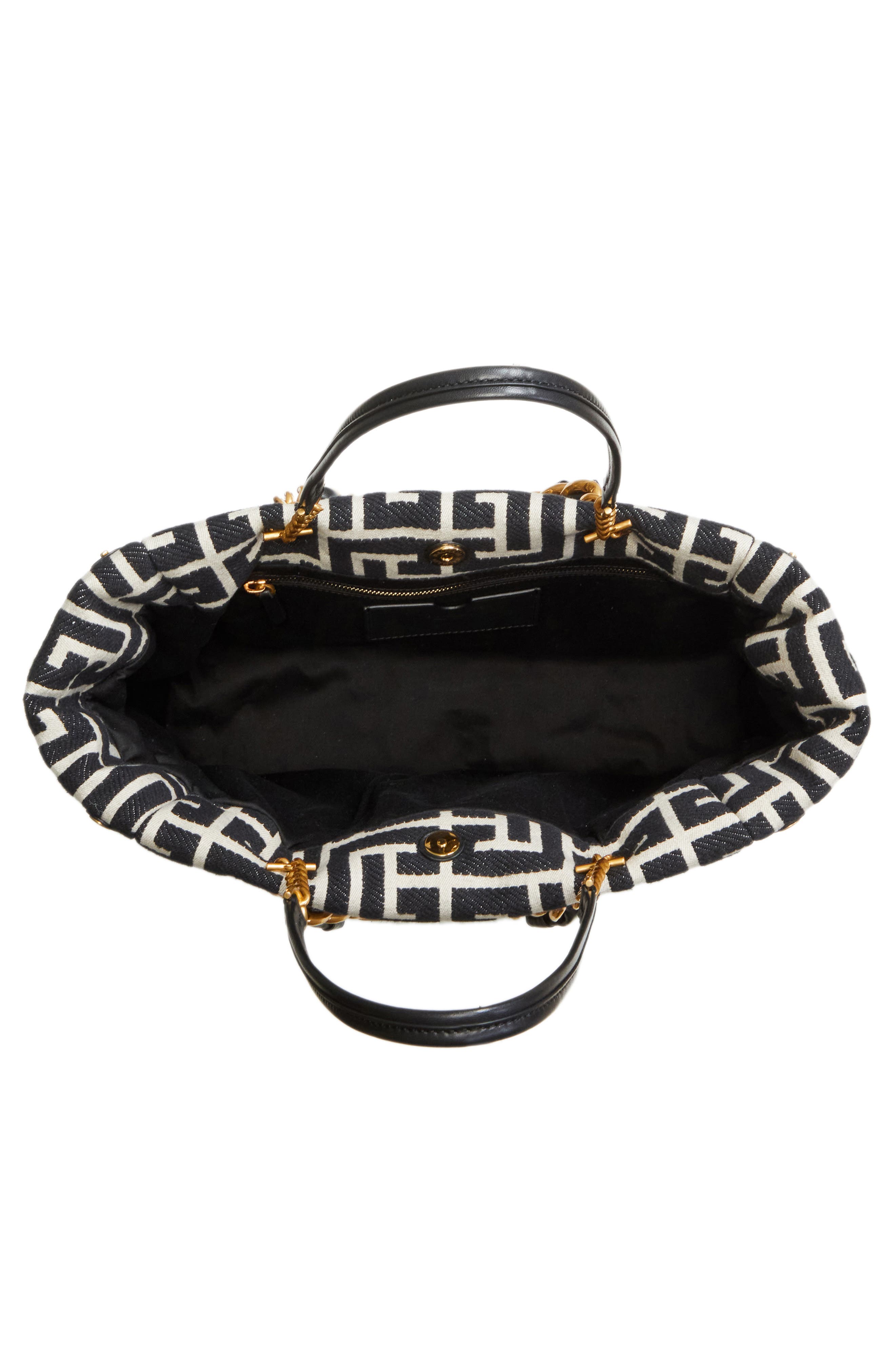 Balmain 1945 Soft Monogram Jacquard Tote, Alternate, color, Ivory/ Black