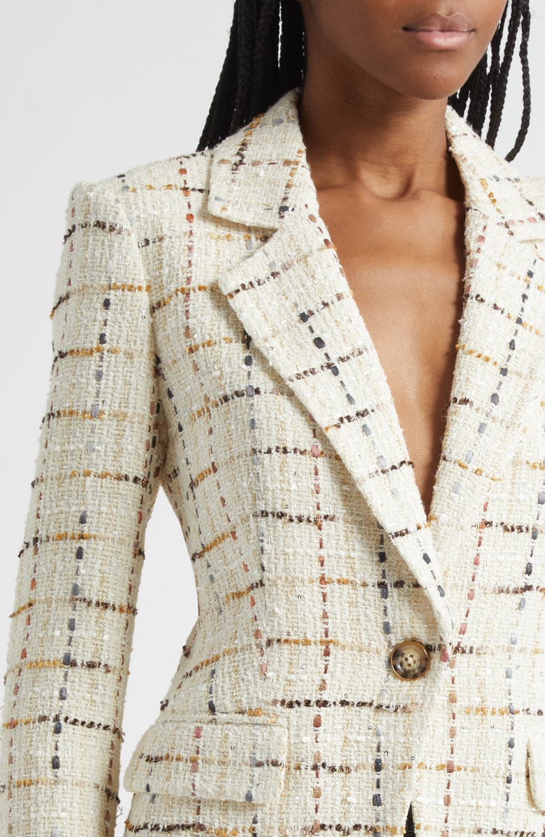 Veronica Beard Healy Check Tweed Dickey Jacket, Alternate, color, Ecru Multi