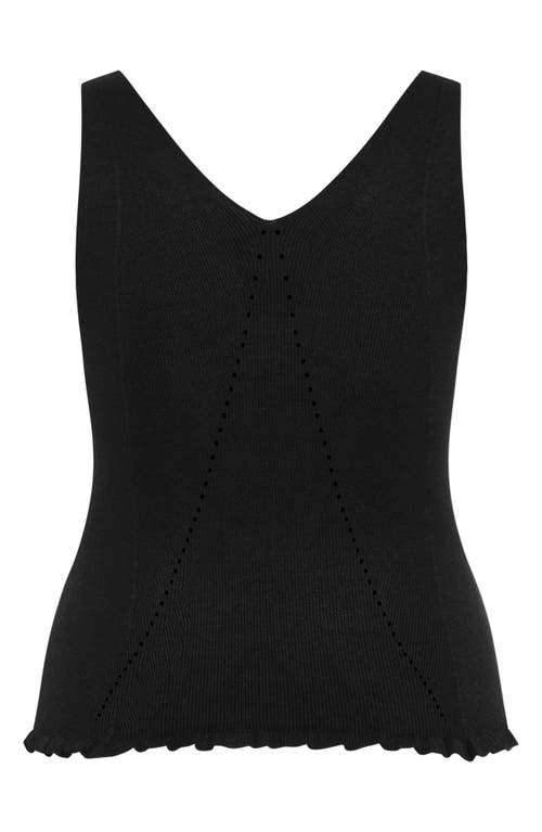 City Chic Sarah Ribbed Tank Top In Black