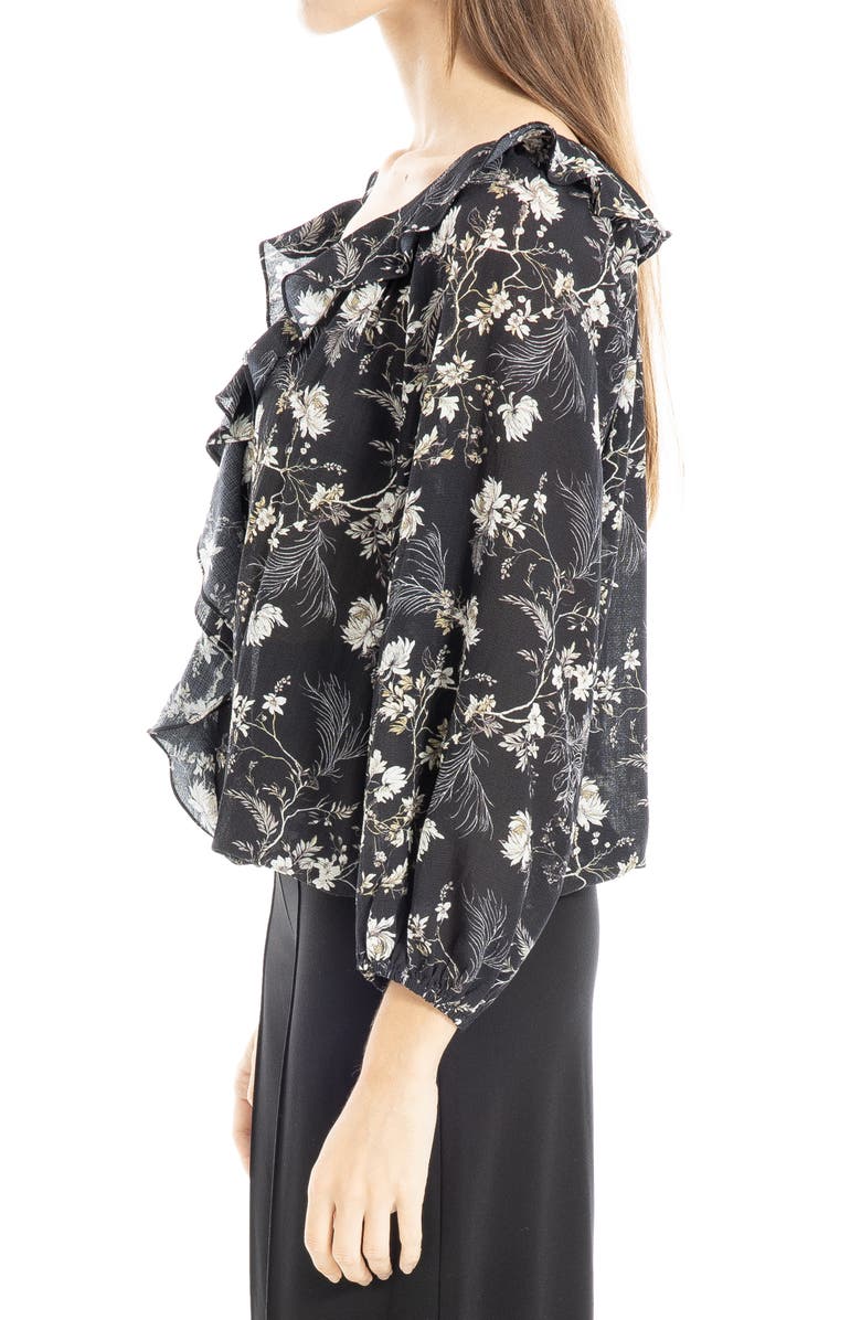 MAX STUDIO Floral Print Ruffle Neck Blouse, Alternate, color,