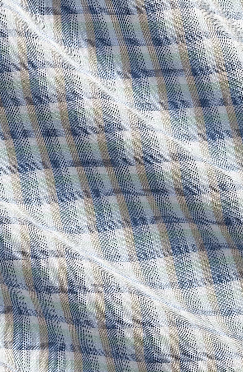 David Donahue Shadow Check Cotton Twill Button-Down Shirt, Alternate, color, Sage/ Blue