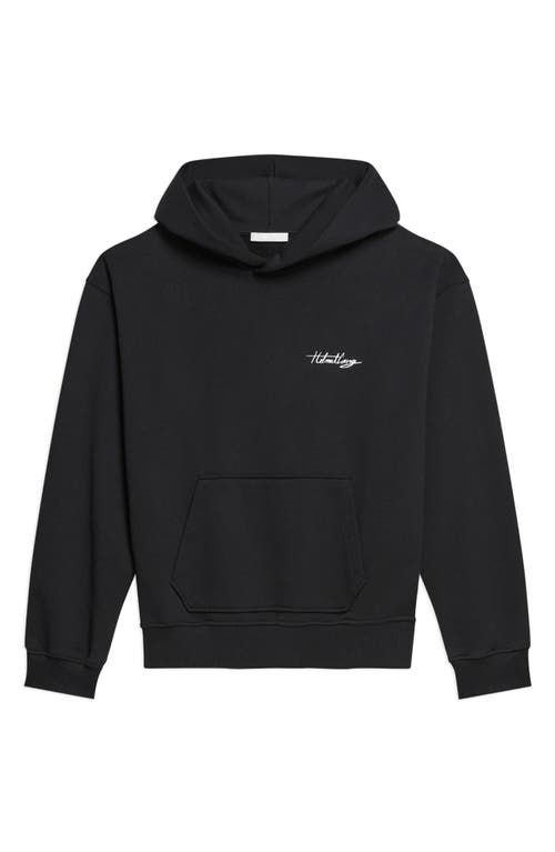 Helmut Lang Sketch Compact Cotton Graphic Hoodie In Black