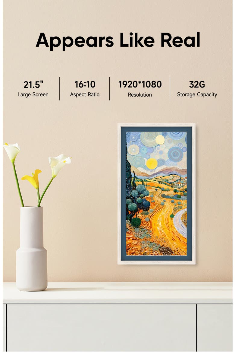 21.5" WiFi Art Photo Frame, Alternate, color, White