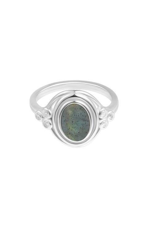 Labradorite & CZ Ring