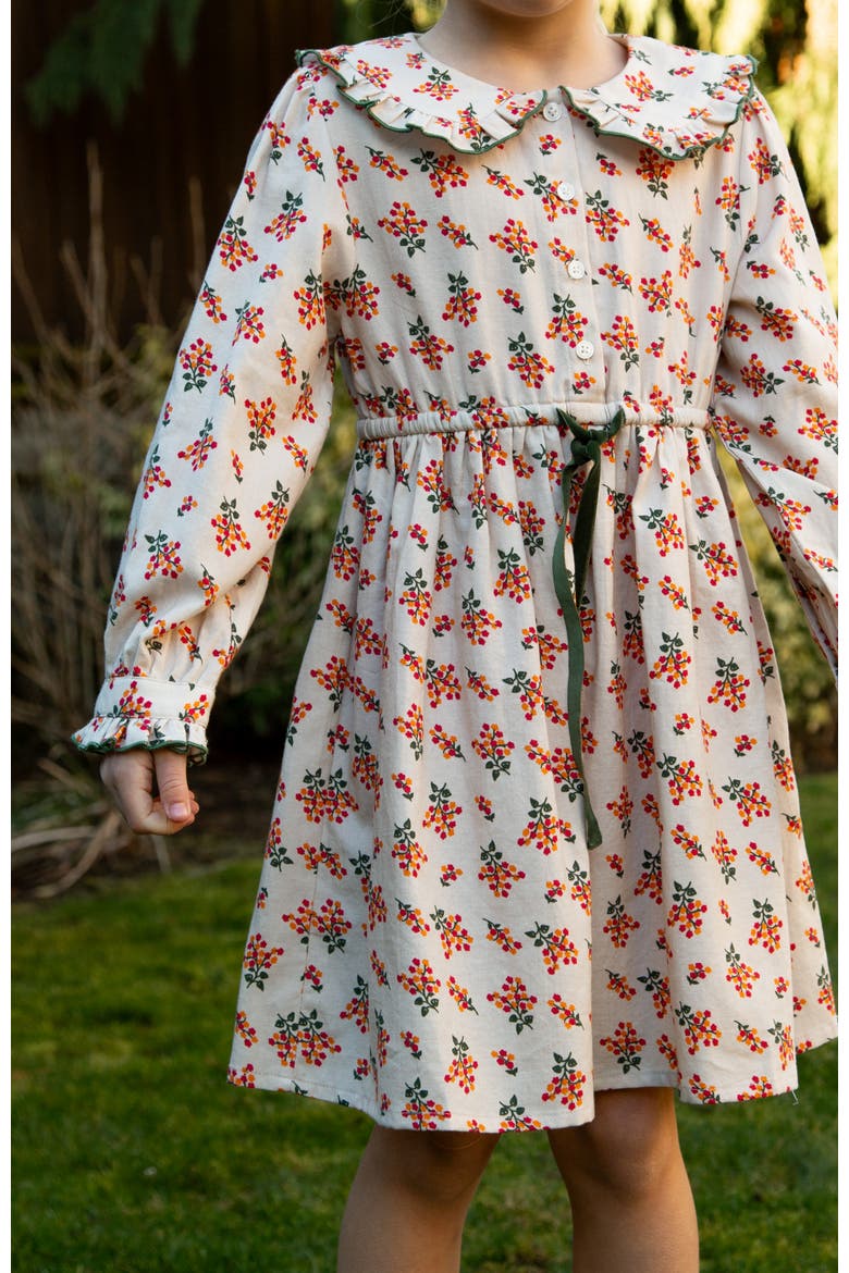 Little Kid Adelaide Velvet Tie Dress, Alternate, color, Autumn Floral
