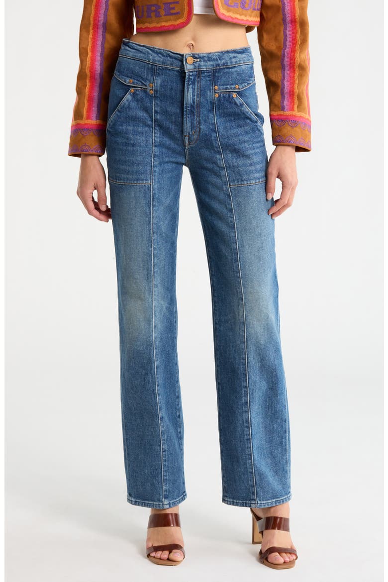 The Riveting Rambler Zip Sneak High Waist Straight Leg Jeans, Main, color, BENDING THE RULES