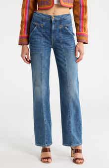 MOTHER The Riveting Rambler Zip Sneak High Waist Straight Leg Jeans