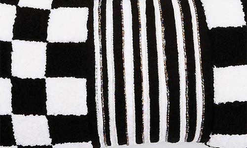 Mackenzie-childs Mackenzie Childs Black Check Bow Throw Pillow In Black