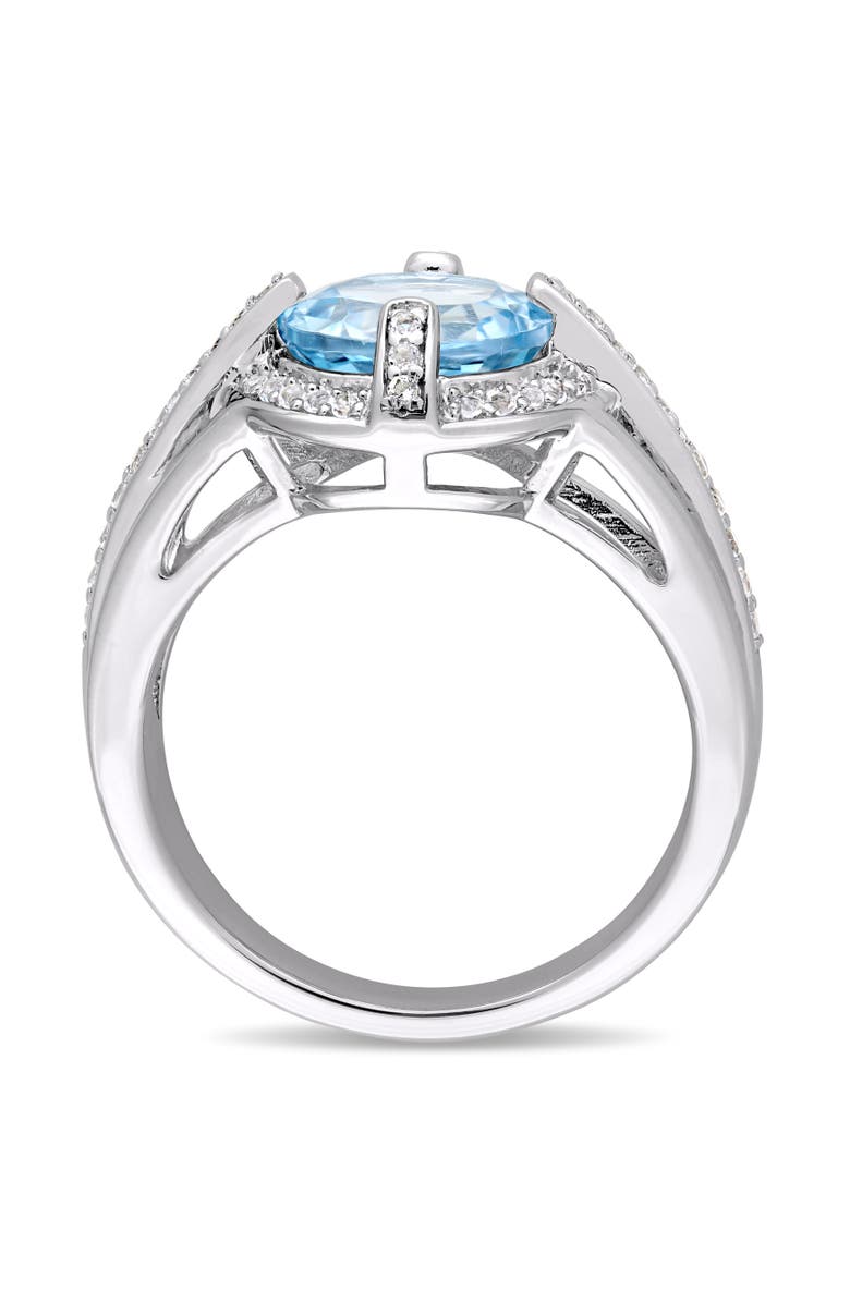 Julianna B. Blue & White Topaz Halo Ring, Alternate, color, Topaz