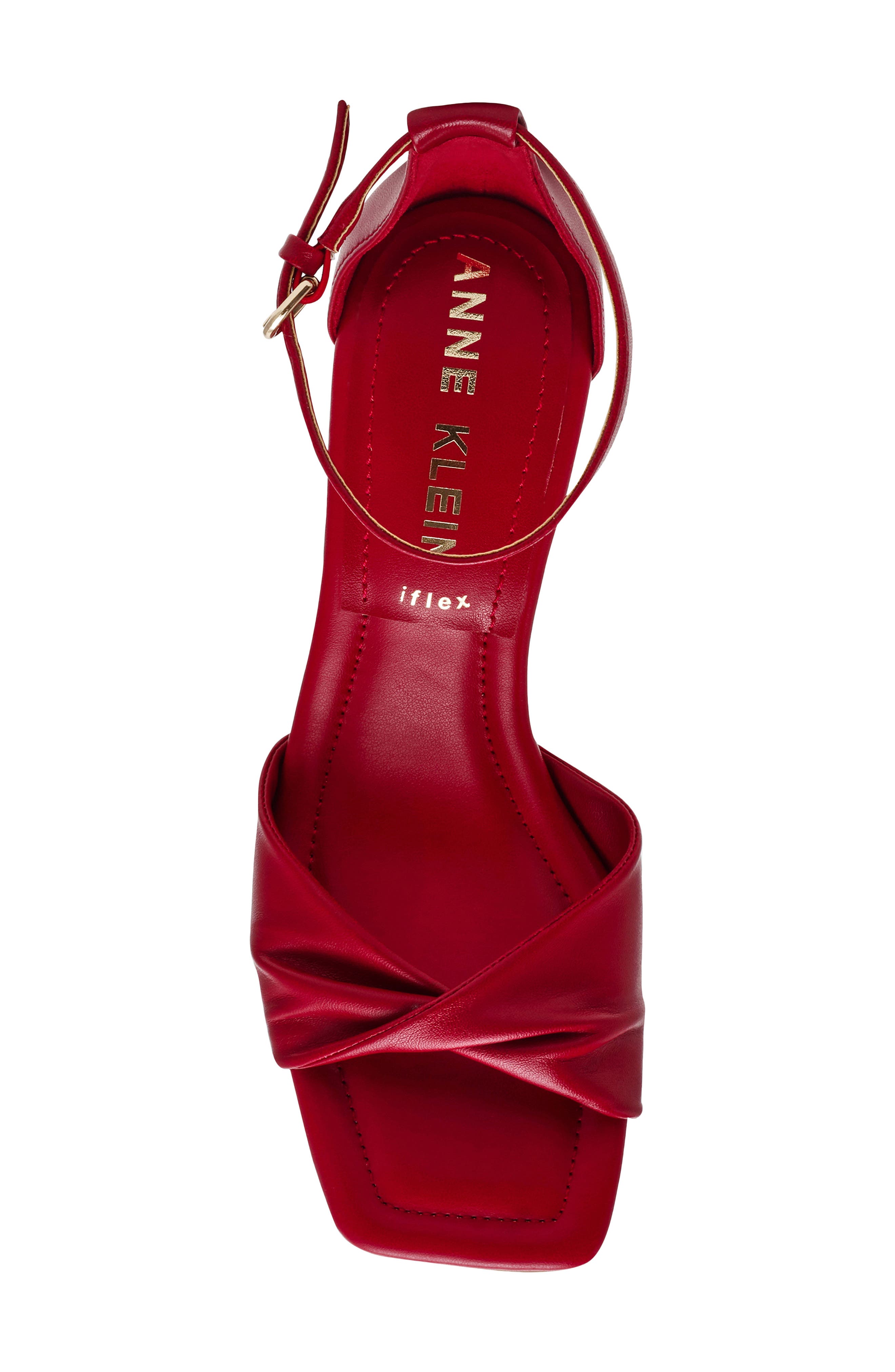 Anne Klein Jessie Ankle Strap Sandal, Alternate, color, Red Smooth