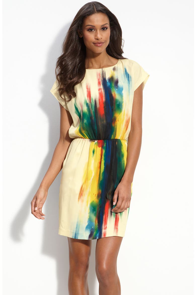 Print Charmeuse Blouson Dress, Main, color, MULTI