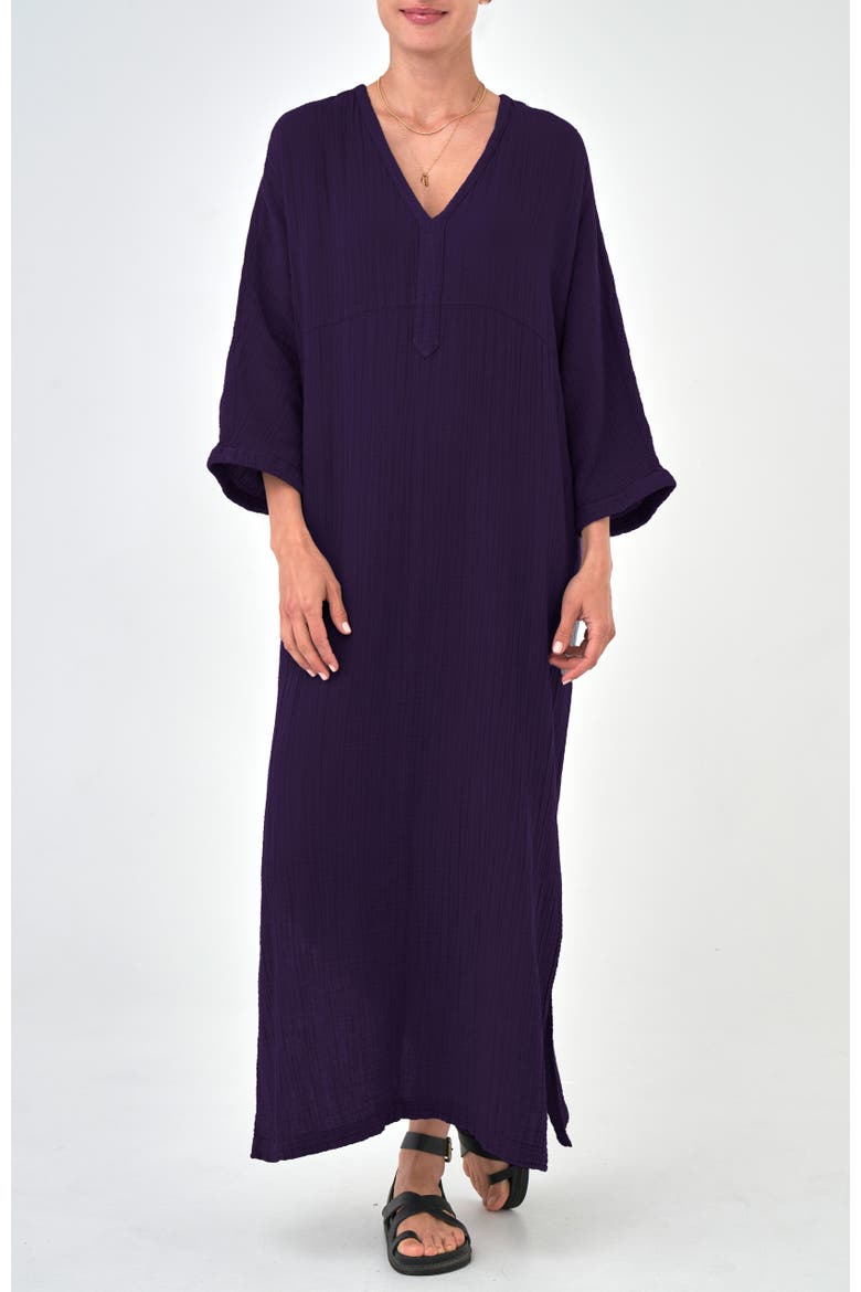 Gauze Arc Seam Caftan, Main, color, Aubergine