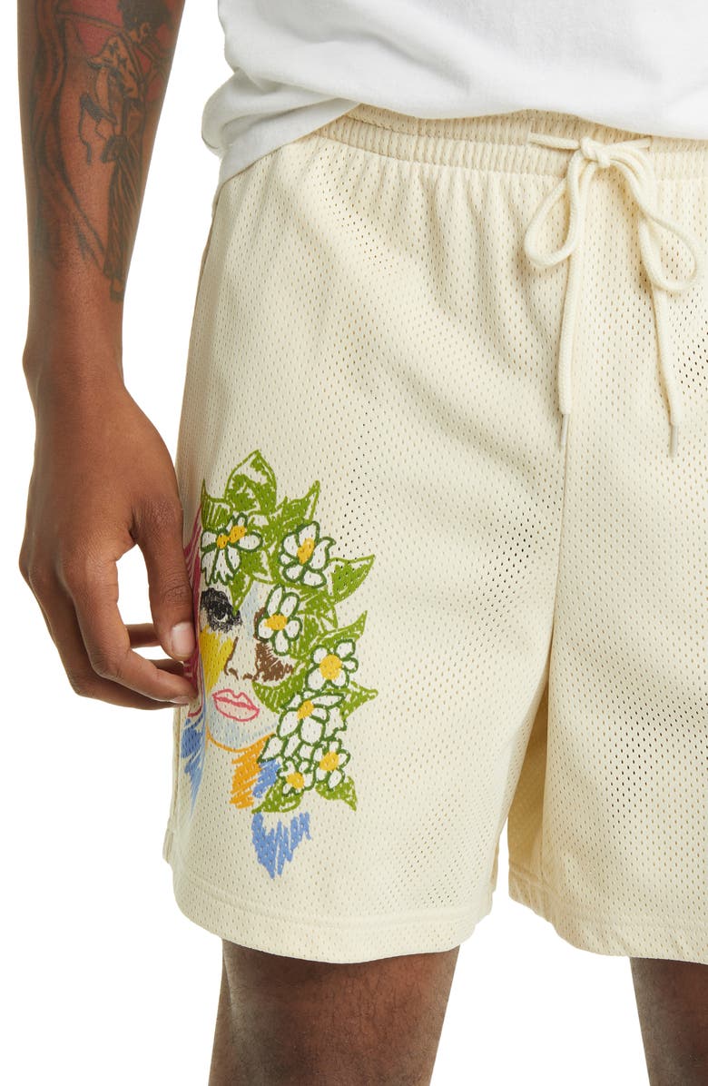 CONEY ISLAND PICNIC Portrait Mesh Drawstring Shorts, Alternate, color, 