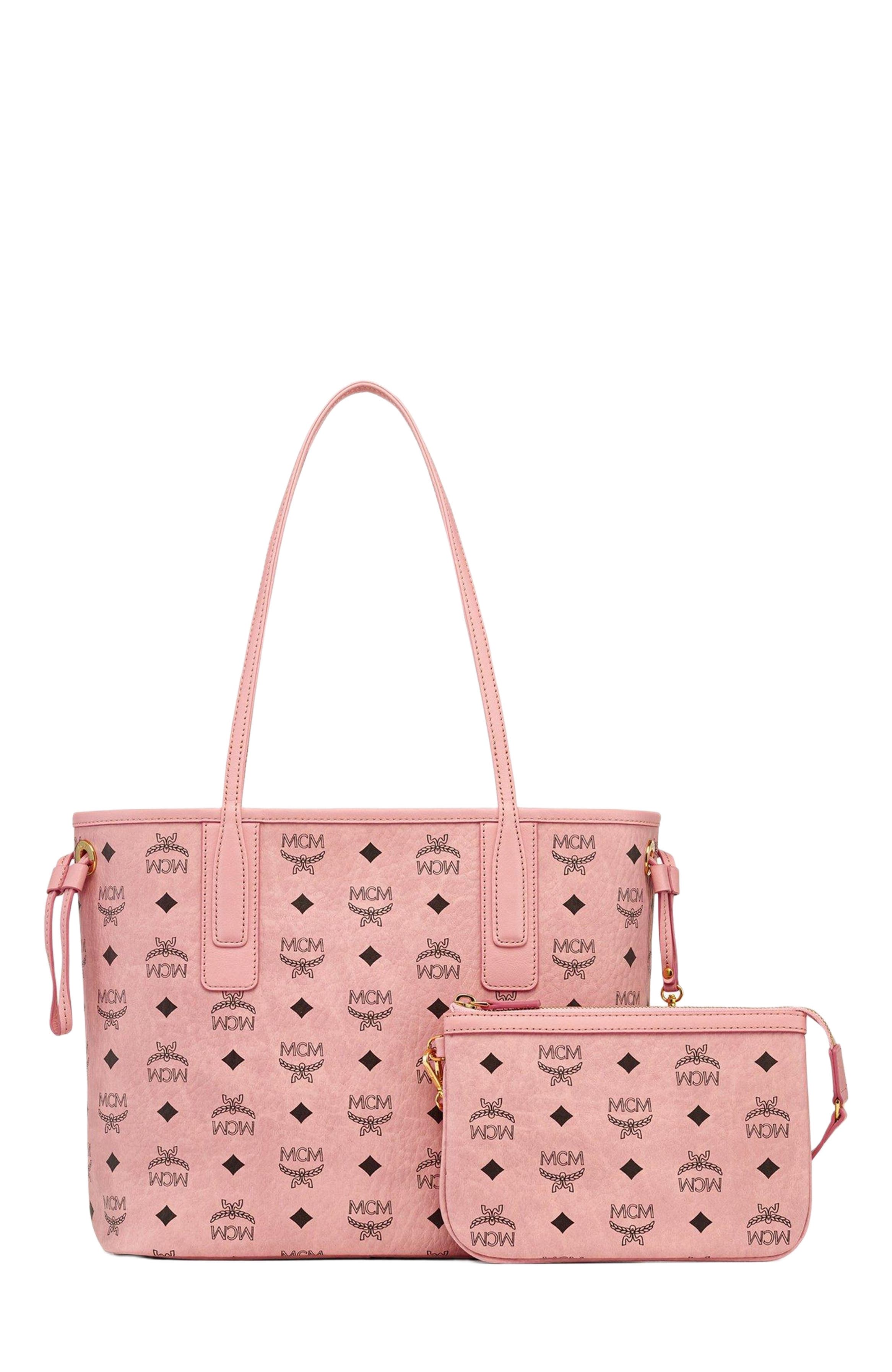 MCM Small Liz Shopper in Visetos, Alternate, color, Pink