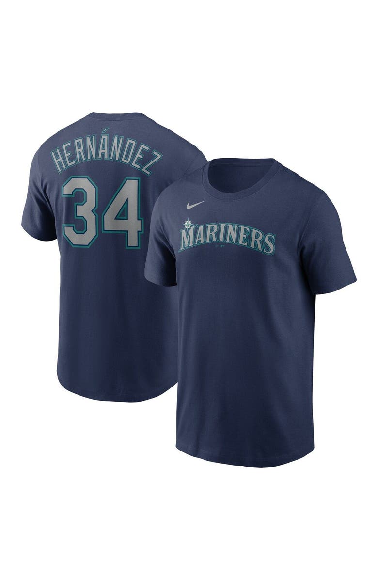 Nike Men's Nike Felix Hernandez Navy Seattle Mariners Hall of Fame Name & Number  T-Shirt, Main, color, 