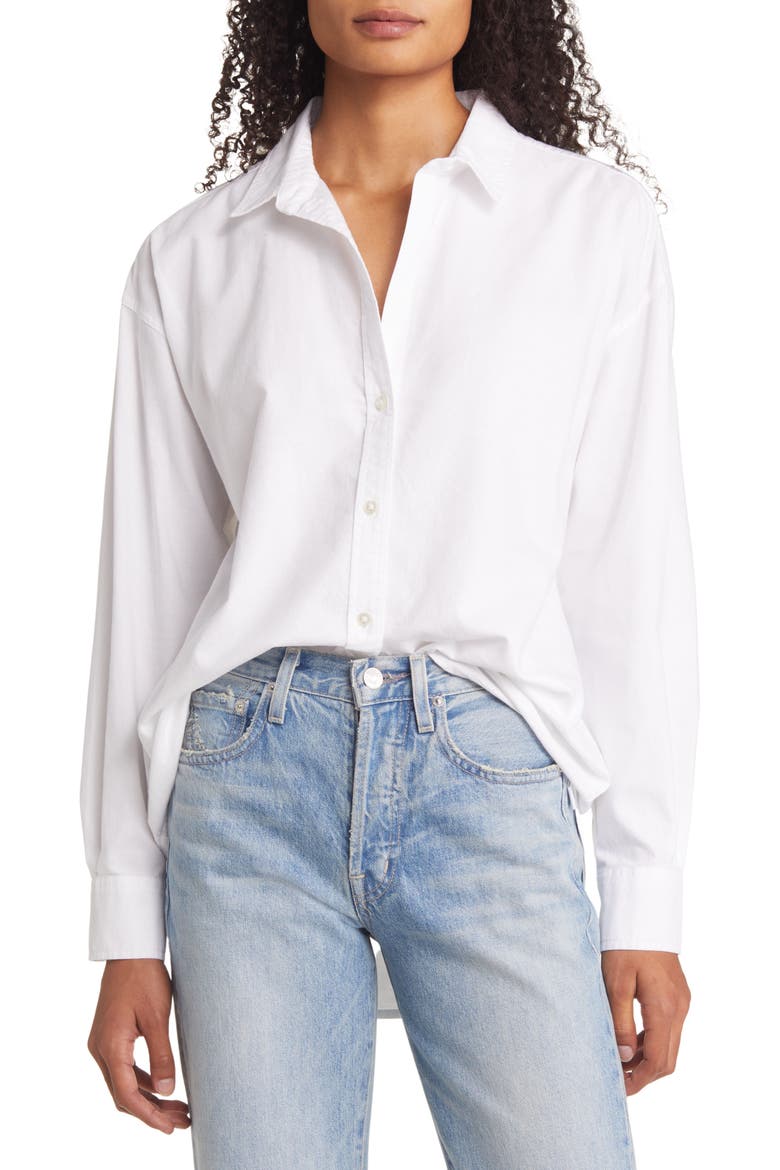Women's Cotton Button-Up Shirt, Main, color, WHITE