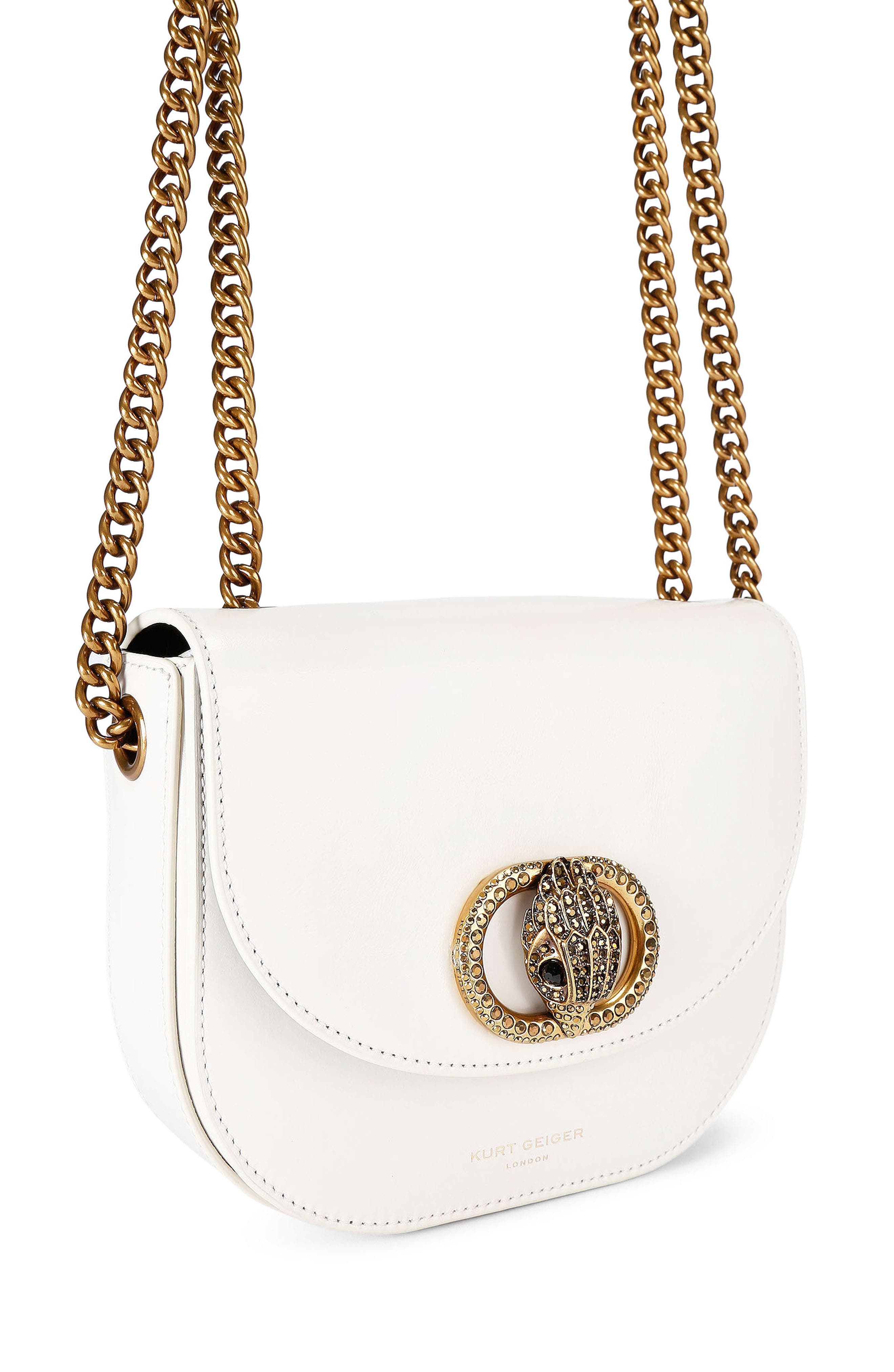 Kurt Geiger London Chelsea Leather Saddle Bag, Alternate, color, Natural