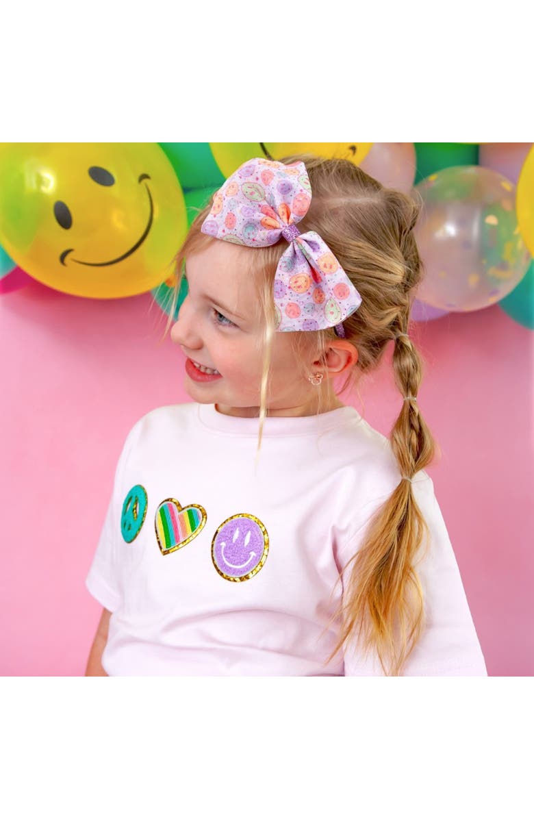 Sweet Wink Smiley Face Tulle Bow Headband, Alternate, color, Multicolor