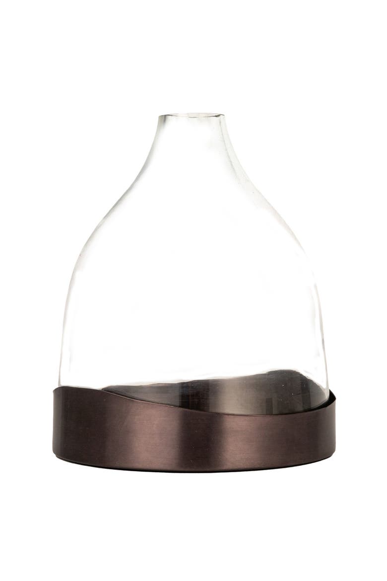 Sophisticated Glass Cloche with Metal Tray, Clear and Black Nickel, Alternate, color, Black