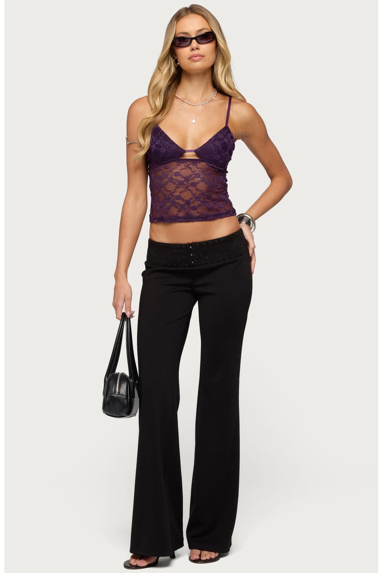 Katalia Sequin Waist Flare Pants, Alternate, color, BLACK