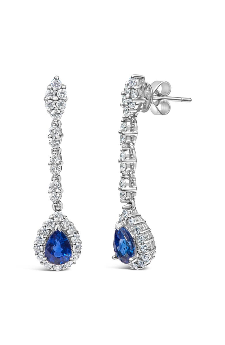 Haus of Brilliance 18K White Gold 1 3/5 Cttw Diamond & Blue Sapphire Drop and Dangle Halo Earrings, Alternate, color, White