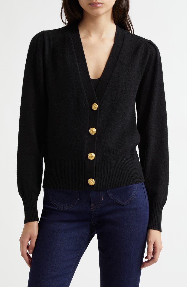 Veronica Beard Solene Cashmere Cardigan, Main, color, Black