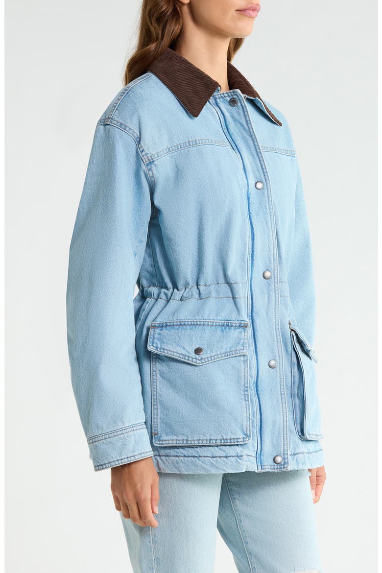 Corduroy Collar Military Jacket, Alternate, color, LIGHT WASH DENIM
