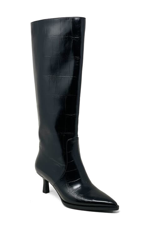 Vanessa Pointed Toe Knee High Kitten Boot (Women)
