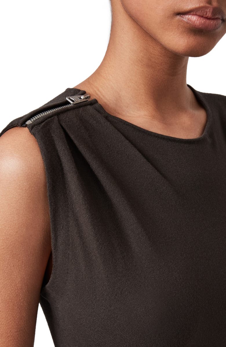 AllSaints Rina Side Ruched Body-Con Dress, Alternate, color, Khaki Green