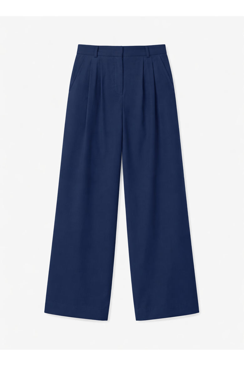 Mika Cool Wool Wide Leg Trousers, Alternate, color, French Navy