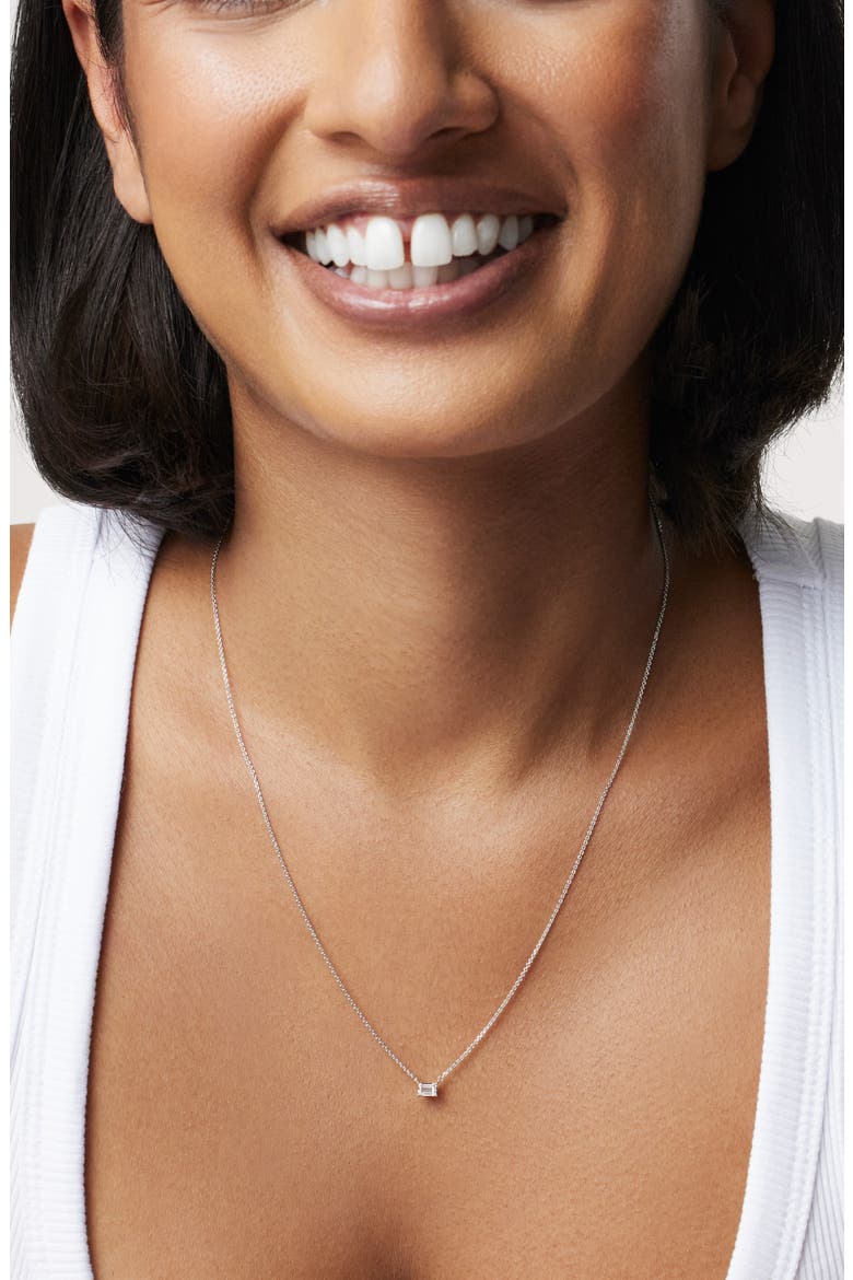 0.375-Carat Lab Grown Diamond Baguette Pendant Necklace, Alternate, color, WHITE/ 14 WHITE GOLD