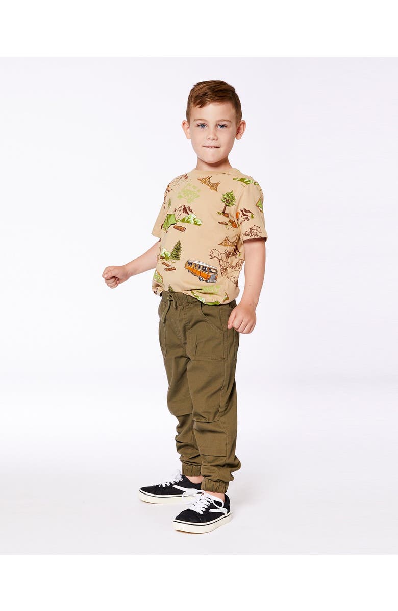 Deux par Deux Little Boy's Printed Organic Cotton Tee Camping Beige, Alternate, color,