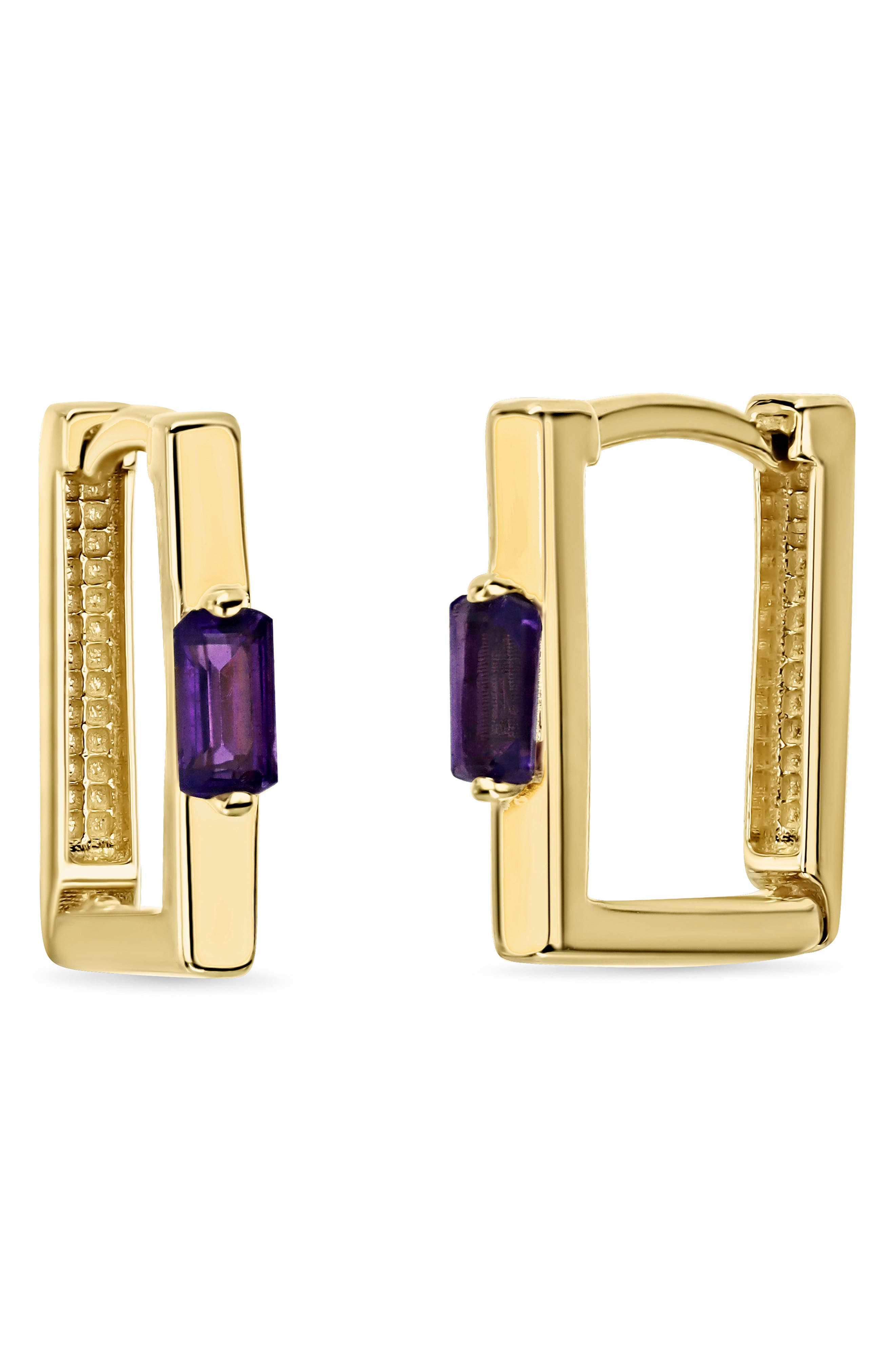 Baguette Stone Huggie Hoop Earrings