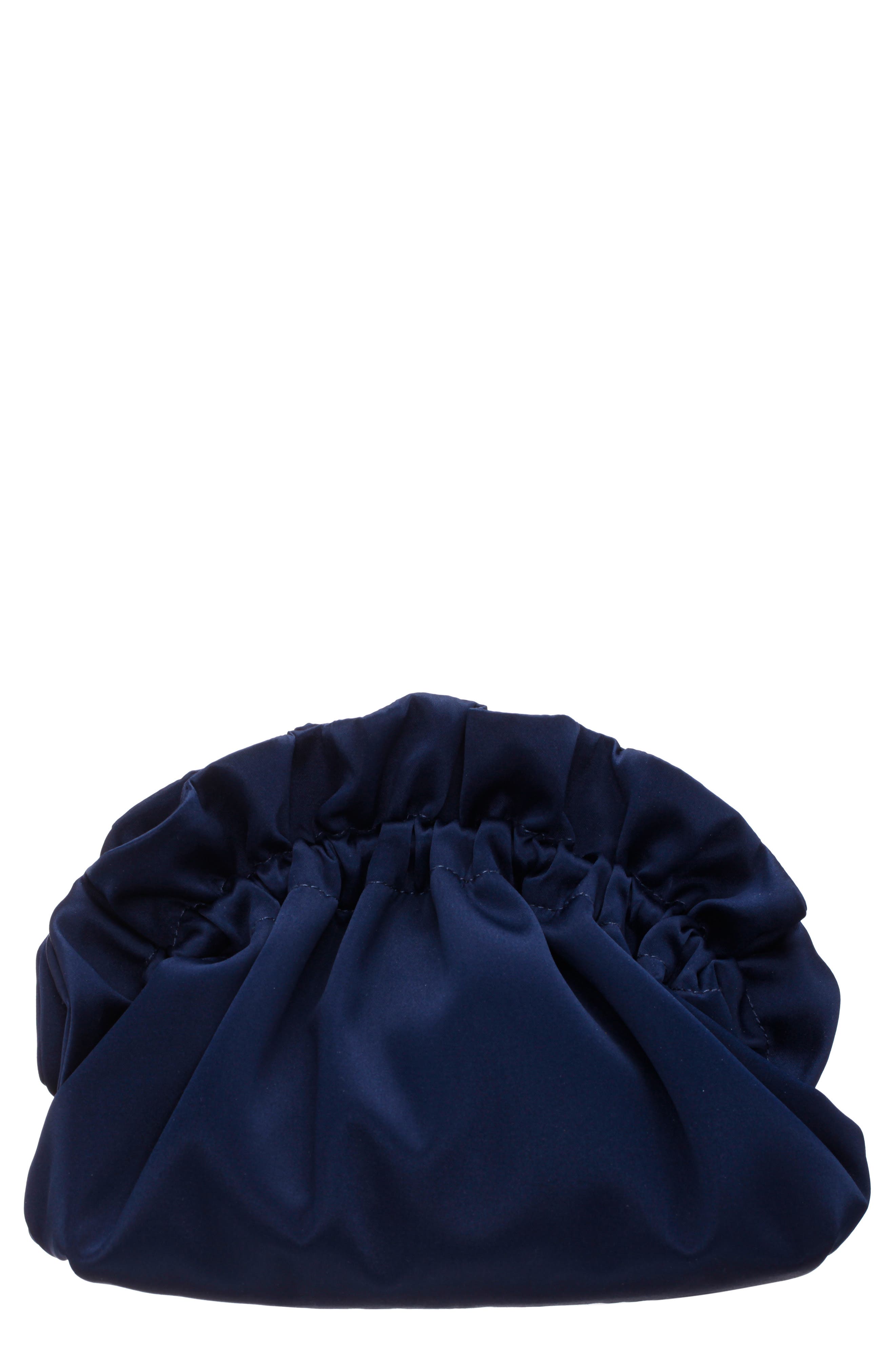 Nina Cristy Satin Clutch, Main, color, New Navy