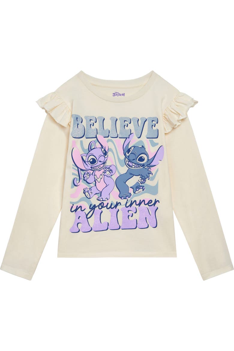 Lilo & Stitch 2-Piece Long Sleeve T-Shirt Set, Alternate, color, Cream Blue Stitch