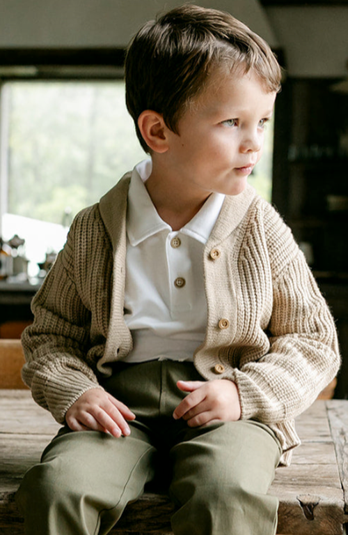 Little Paper Kids Reid Long Sleeve Polo In White