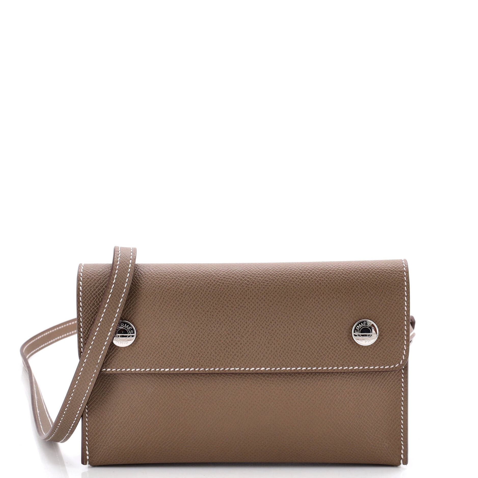 Pre-Owned Hermes Hermesnap Wallet Bag Epsom, Main, color, Etoupe