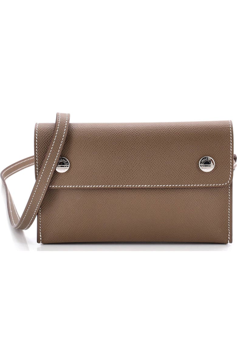 Pre-Owned Hermes Hermesnap Wallet Bag Epsom, Main, color, Etoupe