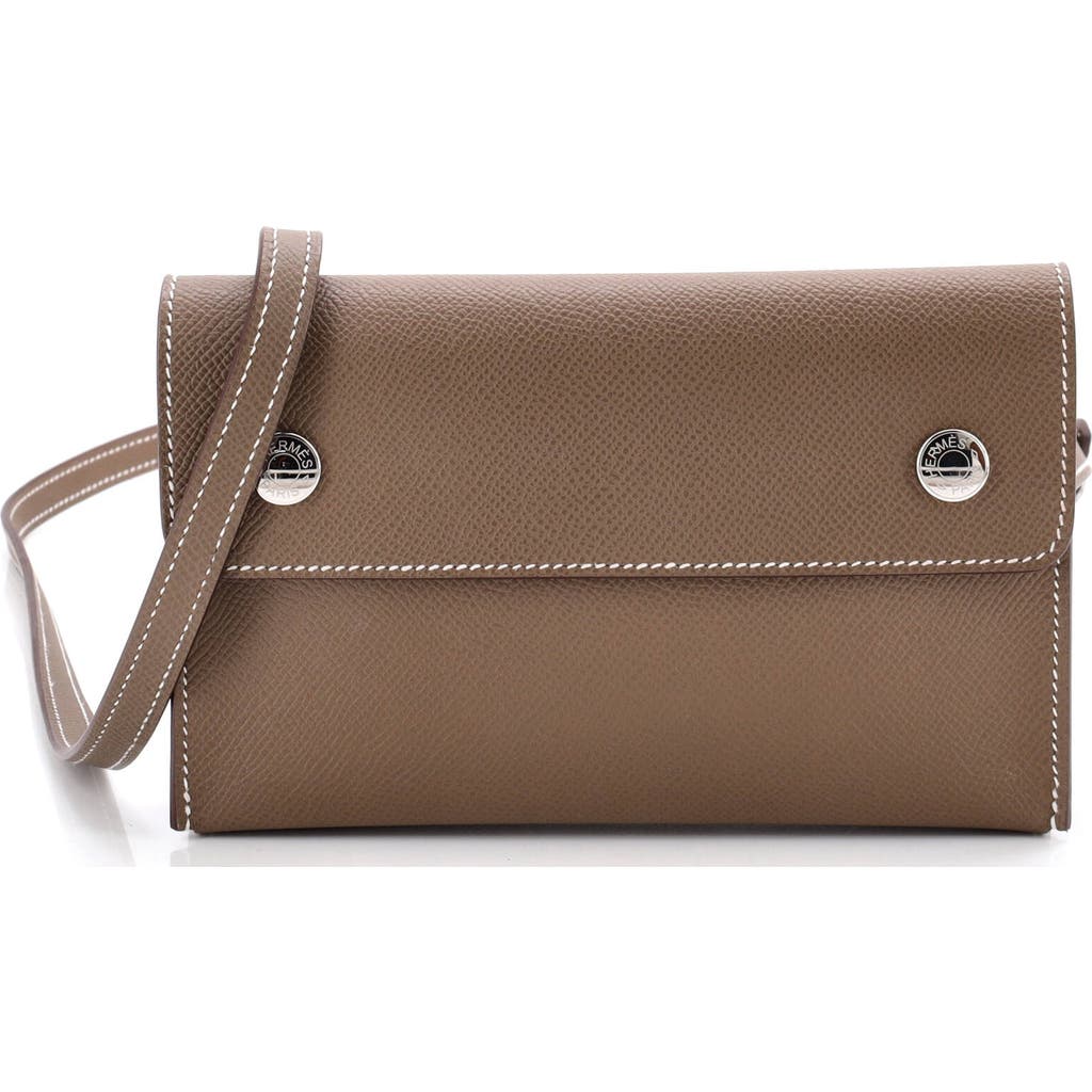 Pre-owned Hermes Hermes Hermesnap Wallet Bag Epsom In Brown