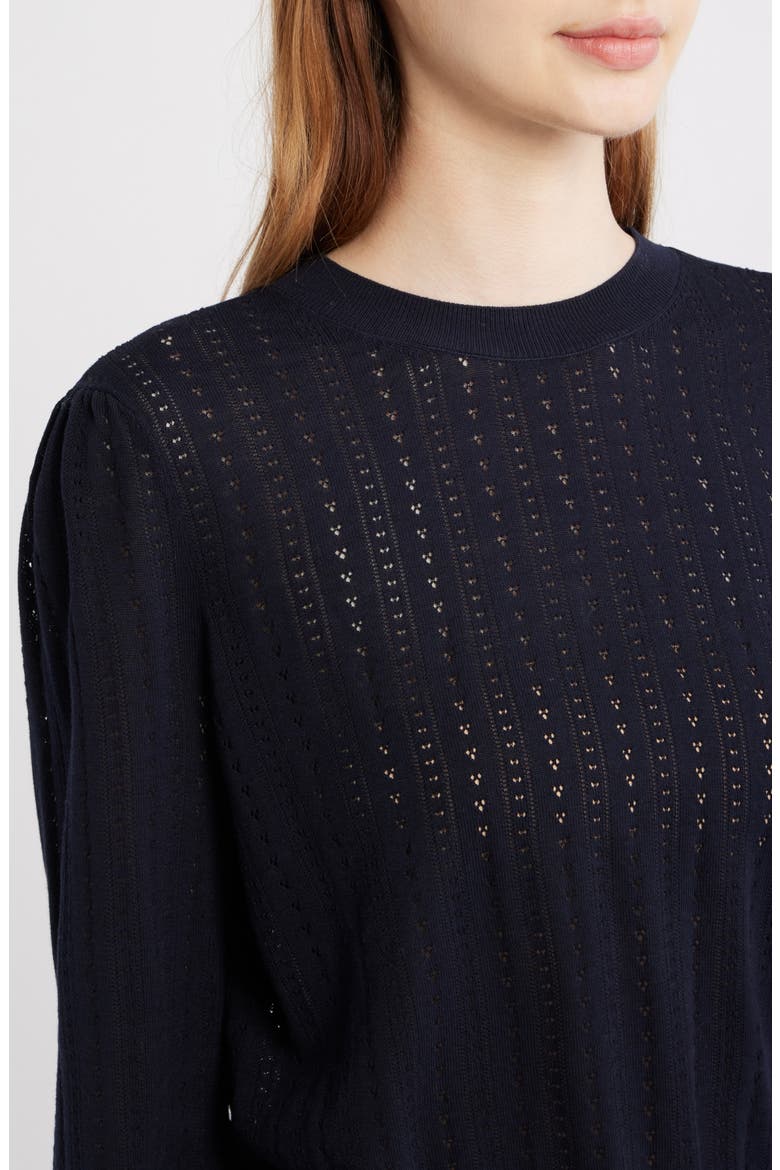 Cotton & Modal Pointelle Sweater, Alternate, color, NAVY