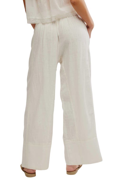 Free People Days End Pull-on Linen Blend Wide Leg Pants In White