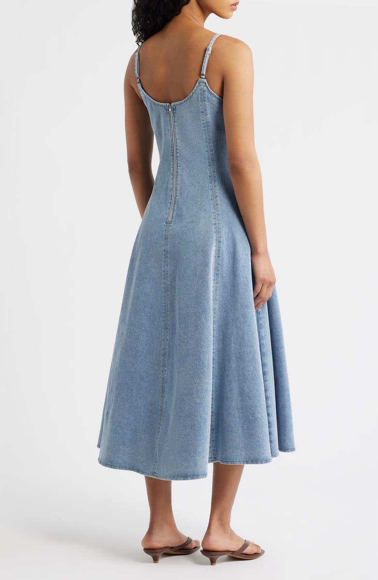 FREEMARKET Denim Fit & Flare Midi Dress, Alternate, color, Light Denim