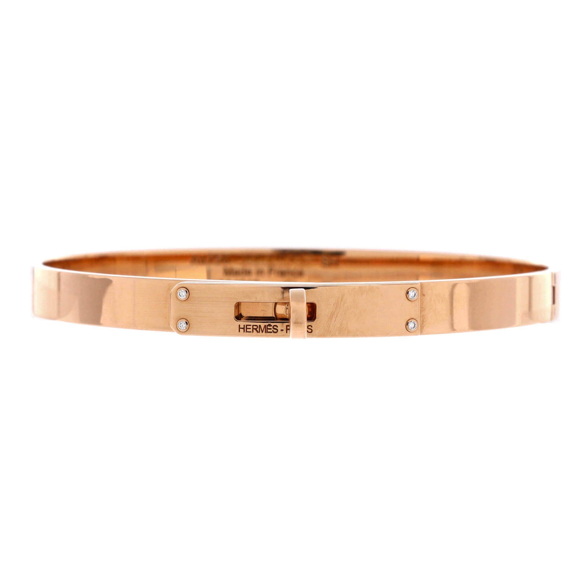Kelly Bracelet 18K Rose Gold with 4 Diamonds Small, Main, color, Metallic Gold