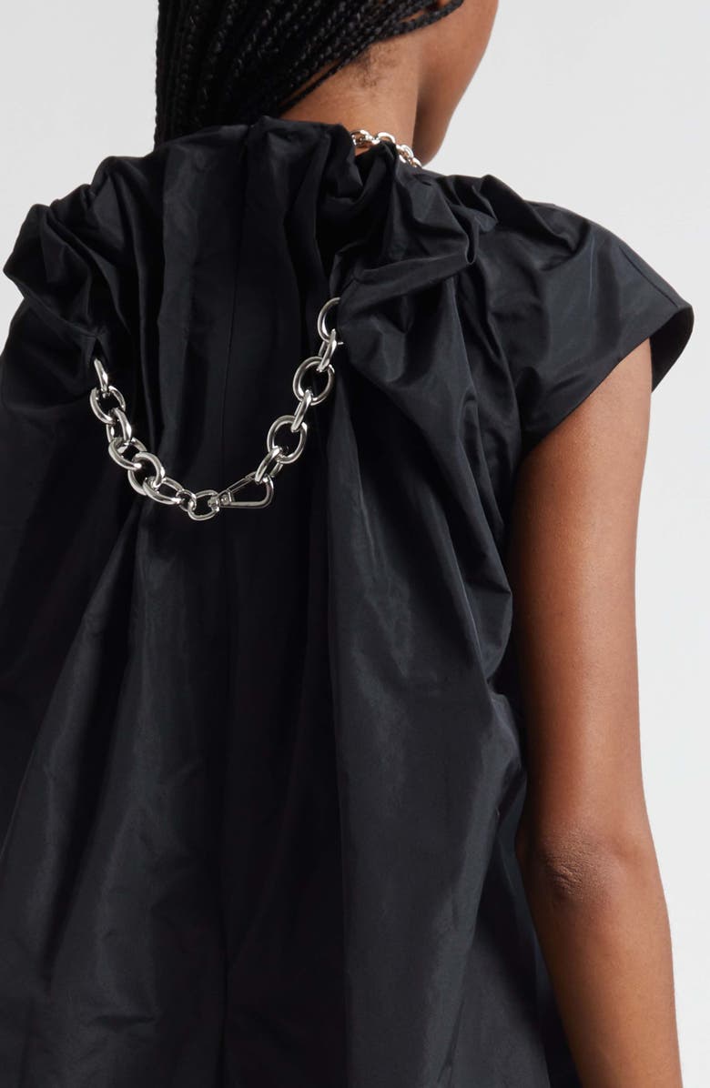 Simone Rocha Fitted Back Ruched Detail Chain Taffeta Maxi Dress, Alternate, color, Black