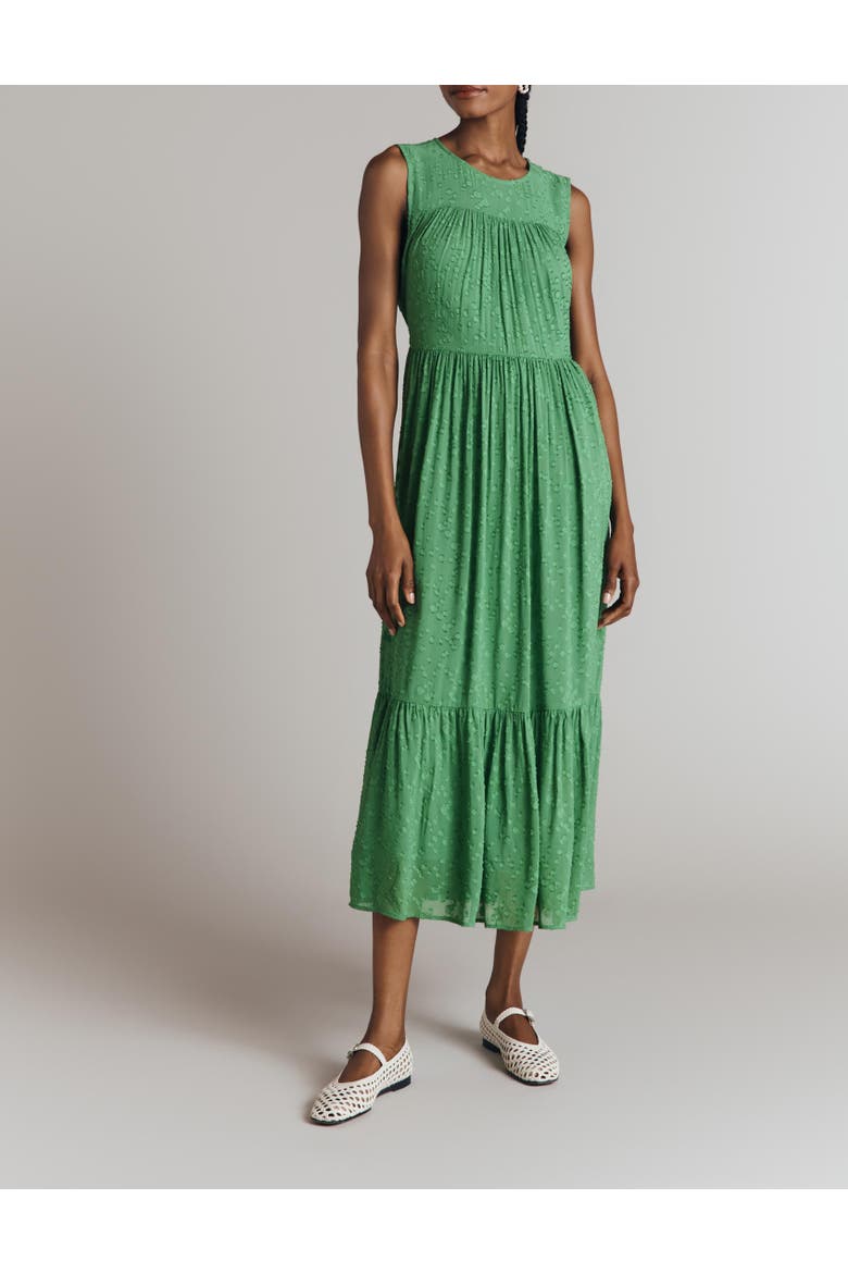 Sandy Georgette Jacquard Sleeveless Midi Dress, Alternate, color, Green