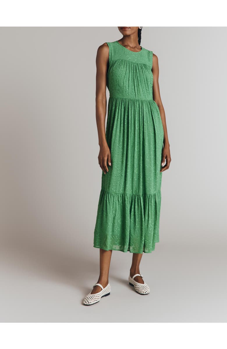 Ghost London Sandy Georgette Jacquard Sleeveless Midi Dress, Alternate, color, Green